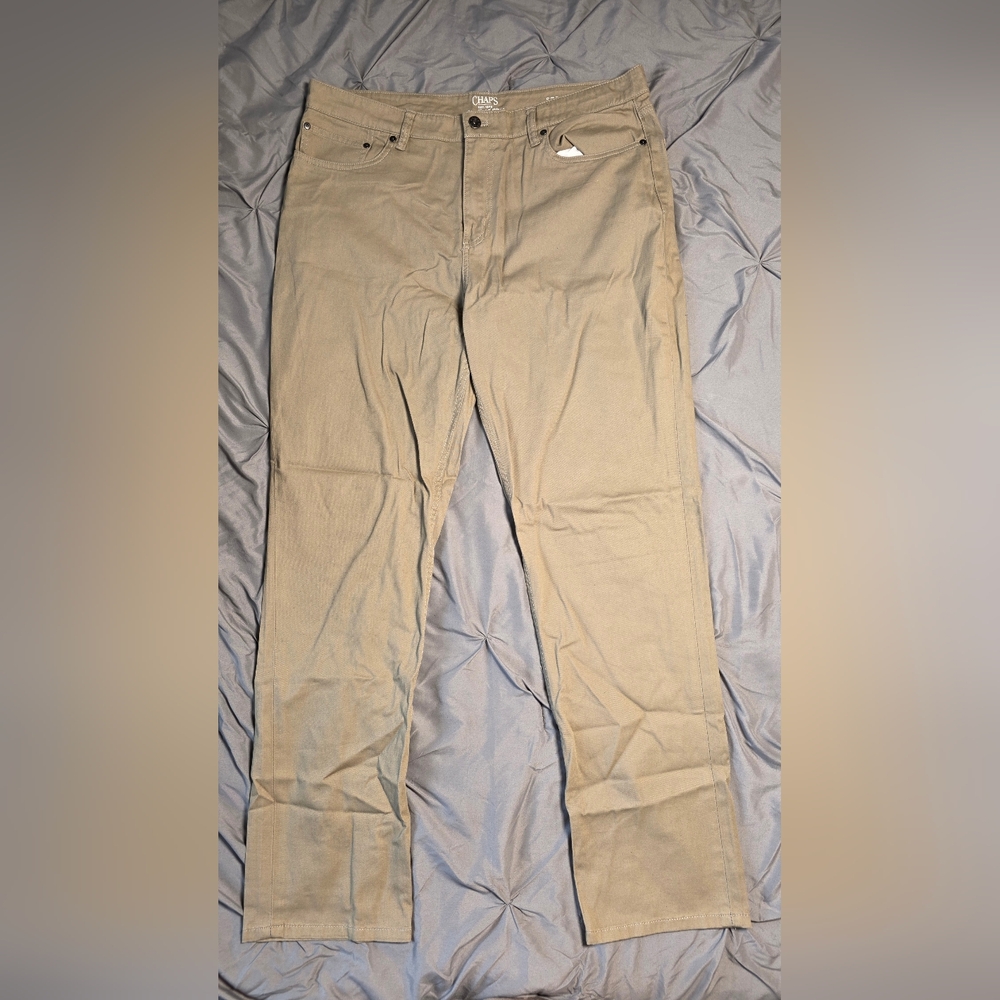 Chaps Coastal Wash Men’s Khaki Cotton Pants 36x34 Casual